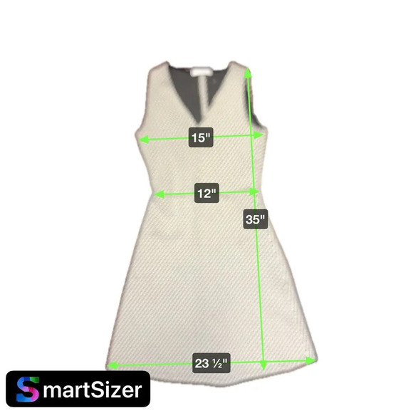 New Mango Suits Day Dress Fit and Flair Woven Back White Pattern V-Neck Womens 2 - Picture 8 of 8